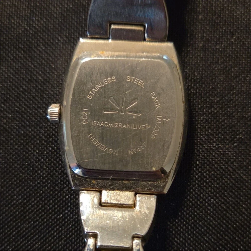Isaac Mizrahi Live Watch Womens Silver Tone Crystal Tonneau MOP Dial IMZ329